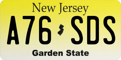 NJ license plate A76SDS
