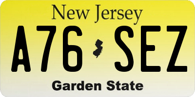 NJ license plate A76SEZ