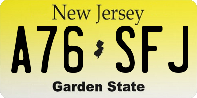 NJ license plate A76SFJ