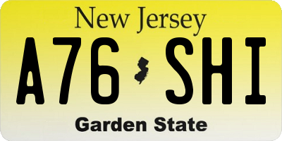 NJ license plate A76SHI