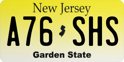 NJ license plate A76SHS