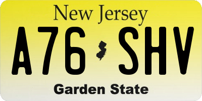 NJ license plate A76SHV