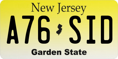 NJ license plate A76SID