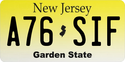 NJ license plate A76SIF