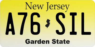 NJ license plate A76SIL
