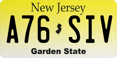 NJ license plate A76SIV