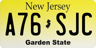 NJ license plate A76SJC