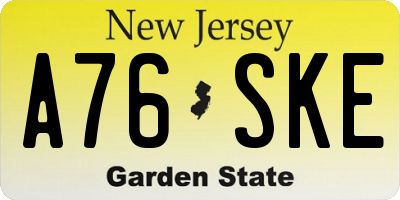 NJ license plate A76SKE
