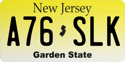 NJ license plate A76SLK