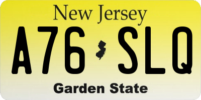 NJ license plate A76SLQ