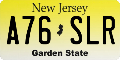 NJ license plate A76SLR