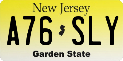 NJ license plate A76SLY