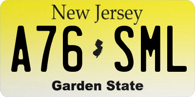 NJ license plate A76SML