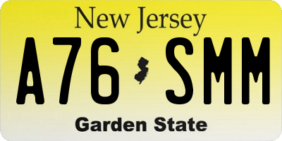 NJ license plate A76SMM