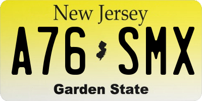 NJ license plate A76SMX