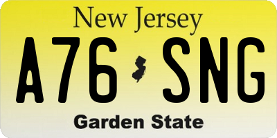 NJ license plate A76SNG