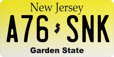 NJ license plate A76SNK