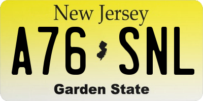 NJ license plate A76SNL