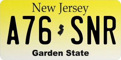 NJ license plate A76SNR