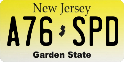 NJ license plate A76SPD