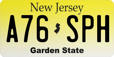 NJ license plate A76SPH