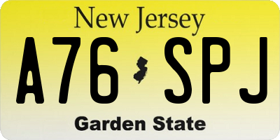 NJ license plate A76SPJ