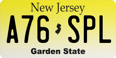 NJ license plate A76SPL