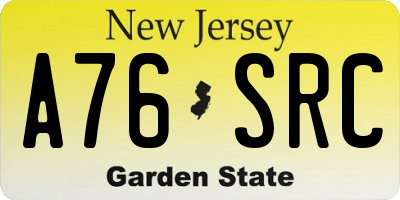 NJ license plate A76SRC