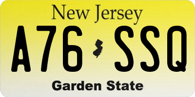 NJ license plate A76SSQ