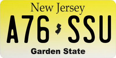 NJ license plate A76SSU