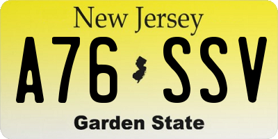 NJ license plate A76SSV