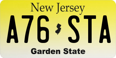 NJ license plate A76STA