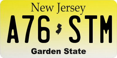 NJ license plate A76STM