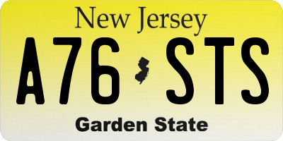 NJ license plate A76STS