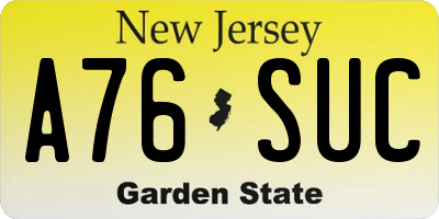 NJ license plate A76SUC