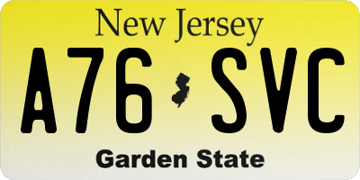 NJ license plate A76SVC