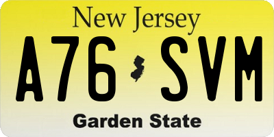 NJ license plate A76SVM