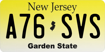 NJ license plate A76SVS