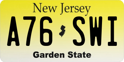 NJ license plate A76SWI