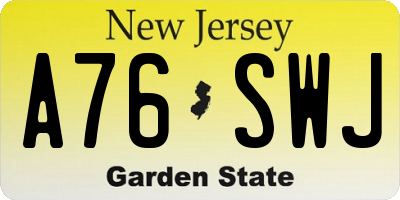 NJ license plate A76SWJ