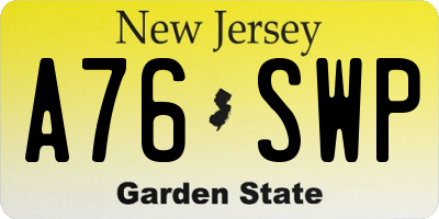 NJ license plate A76SWP