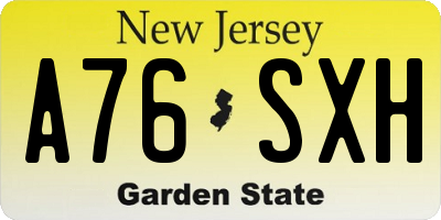 NJ license plate A76SXH
