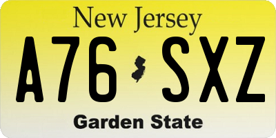NJ license plate A76SXZ