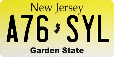 NJ license plate A76SYL