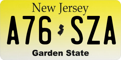 NJ license plate A76SZA