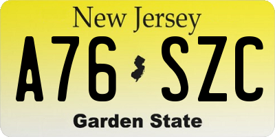 NJ license plate A76SZC