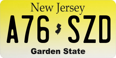 NJ license plate A76SZD