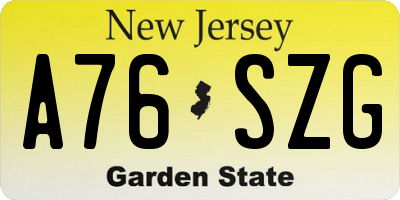 NJ license plate A76SZG