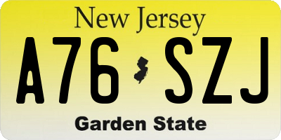 NJ license plate A76SZJ