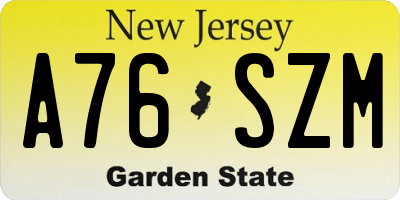 NJ license plate A76SZM